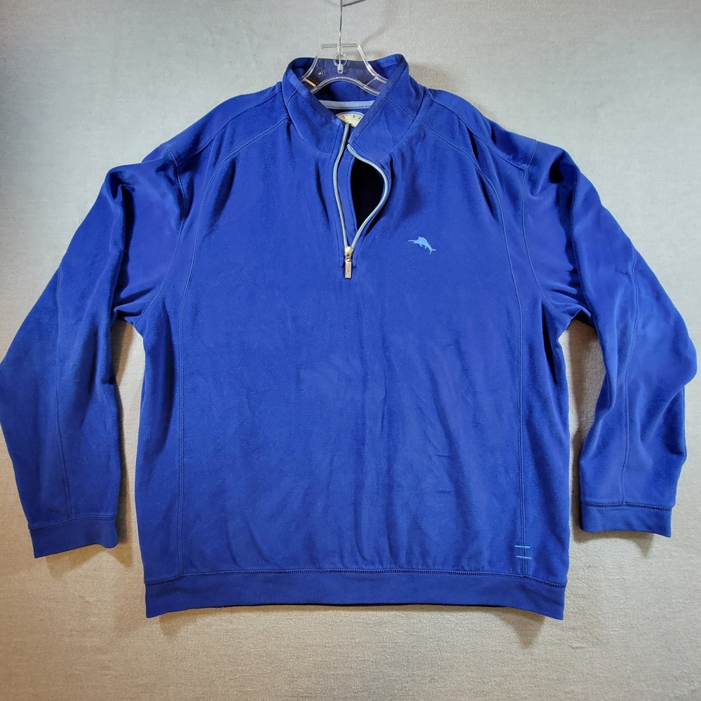 Tommy Bahama Quarter Zip Pullover Paradise Tech Marlin Mens XL Blue Excellent